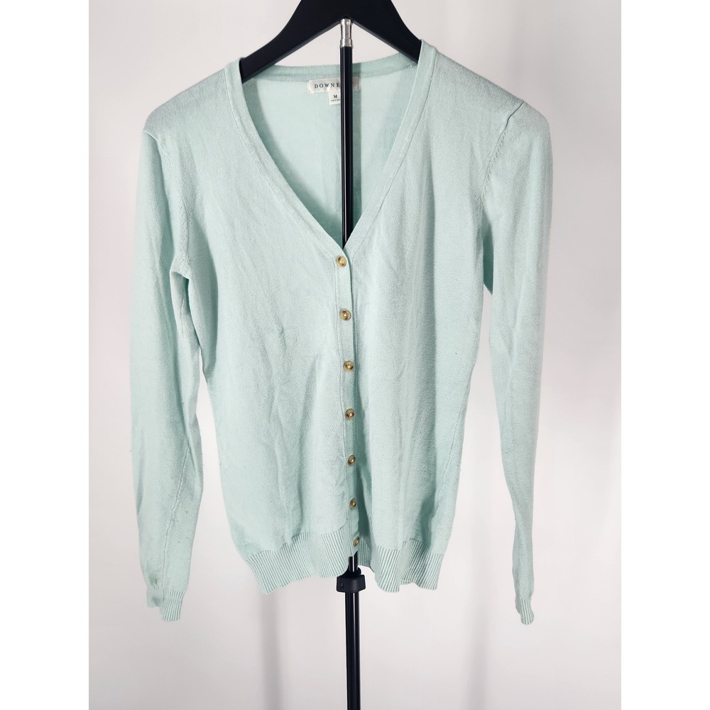 Downeast Womens Mint Green V-Neck Button Front Cardigan Sweater Size M